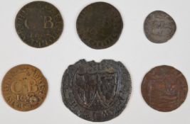 Commonwealth 1649-60 silver hammered penny with a possibly contemporary copy shilling in poor