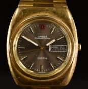 Omega Megaquartz 32 KHz gentleman's wristwatch ref. 196.0030 with day and date aperture, two-tone
