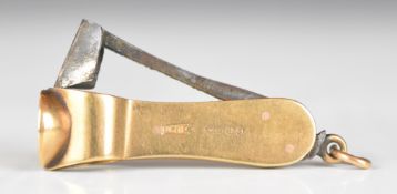 Victorian hallmarked 9ct gold cigar cutter, London 1900, maker William J Holmes, weight 7.6g all in