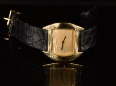 Boucheron 18ct gold ladies wristwatch with gold hands and dial, tonneau case and mechanical