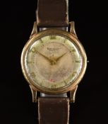 Rotary 9ct gold gentleman's wristwatch with gold hour and minutes hands, Arabic numerals and hour