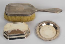 Edward VII hallmarked silver octagonal dressing table jewellery box, opening to reveal fitted