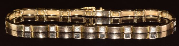 A 9ct gold bracelet set with diamonds totalling approximately 0.15ct, 8.7g, 18cm