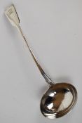 Georgian hallmarked silver soup ladle, London 1827, maker Charles Eley, length 33cm, weight 240g