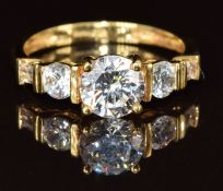 An 18k gold ring set with cubic zirconia, 3.7g, size P