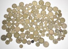 Approximately 925g pre 1947 British coinage, to include a small quantity of Georgian and Victorian