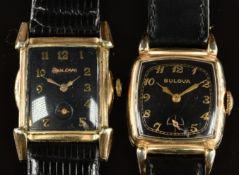 Two Bulova Art Deco gentleman's wristwatches, each with subsidiary seconds dial, gold hands and