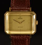 Omega De Ville gentleman's wristwatch ref. 511.0379 with black hands gold dial, gold plated case and