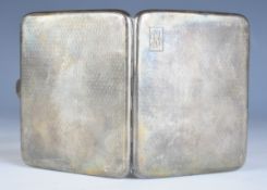 Art Deco hallmarked silver cigarette case, with engine turned decoration and gilt interior,