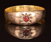 An 18ct gold and 9ct gold ring set with paste, Birmingham 1893, 3.1g, size S