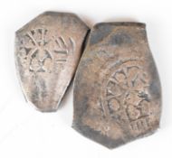 Dutch East India Company two Spanish Colonial 8 reales silver cobs from the Rooswijk shipwreck