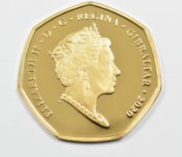 Pobjoy Mint 2020 cased limited edition (of 799) proof 22ct gold 50p coin for the 75th Anniversary of