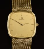 Omega 9ct gold gentleman's wristwatch with gold hands, hour markers and dial and signed calibre 1377