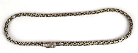 A silver necklace made up of a plaited link, 82.4g