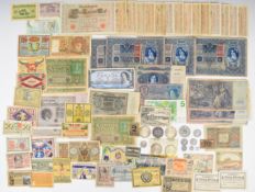 German inflationary and other world banknotes and 18thC and later Dutch, Italian and Swiss coinage