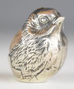 Sampson Mordan & Co Ltd Edward VII hallmarked silver novelty chick pin cushion, Chester 1909, height