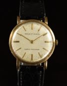 Ernest Borel 9ct gold gentleman's wristwatch with gold hands and baton hour markers, silver dial and