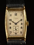 J W Benson 9ct gold gentleman's wristwatch ref. 364 with inset subsidiary seconds dial, blued