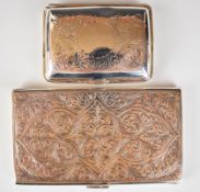 Two silver cigarette cases, the smaller Birmingham 1941, maker's mark rubbed, the other marked