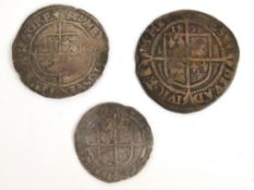 1571 Elizabeth I hammered sixpence, together with a groat and a 1574 threepence
