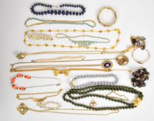 A collection of costume jewellery including Napier necklace and earrings, Monet necklace, Jewelcraft