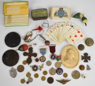 Collectibles to include Allcock fishing lure / spinner, S Maw, Son and Thomson brass pill box,