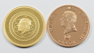 Harrington and Byrne 2023 cased 22ct gold two coin set comprising King Charles III Tristan da