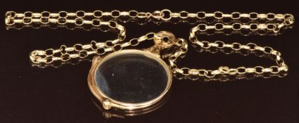 A 9ct gold belcher chain (9.1g, 60cm) with lorgnettes marked 14k