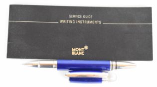 Montblanc Starwalker ballpoint pen with Cool Blue body and platinum plated fittings, with Service