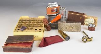 Collectibles to include Ronson Senator and Firefly cigarette lighters, field microscope, cased Punkt