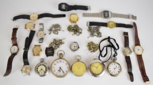 Nineteen various pocket and wristwatches including a 9ct gold Garrard example, Sekonda, Mistas,