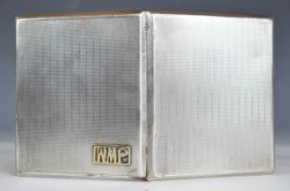 Art Deco West Ham Park London interest cigarette case, with engine turned decoration and inscription