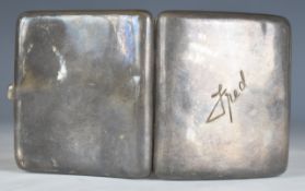 Selfridge & Co Ltd George V hallmarked silver curved cigarette case, Chester 1912, length 9.5cm,