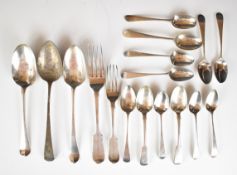 Georgian and later hallmarked silver cutlery including two 18th century bottom hallmarked table