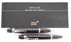 Montblanc Bohème ballpoint pen and propelling pencil set, each with black body and platinum plated