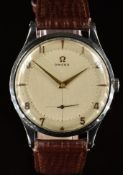 Omega gentleman's wristwatch ref. 2609 with subsidiary seconds, gold dauphine hands, Arabic numerals