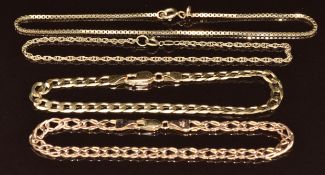 Four 9ct gold bracelets, 12.2g