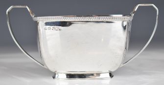 George VI hallmarked silver four piece tea set of Art Deco square design, Sheffield 1945, maker