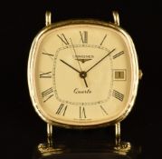Longines gentleman's wristwatch with date aperture, black hour and minutes hands, gold centre