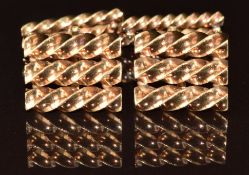 A pair of 9ct gold cufflinks made up of twisted sections, 16.4g