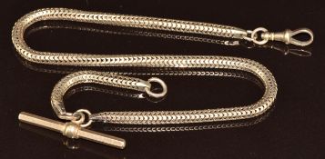 Victorian yellow metal snake watch chain (tests as 9ct gold), 19.5g, 34cm