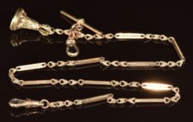 A 9ct gold fob/ watch chain made up of knotted and elongated links (36cm,12.5g) with Victorian