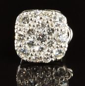 An 18ct white gold earring set with diamonds, the total diamond weight approximately 0.75ct, 2.5g