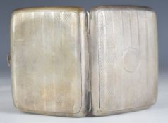 George V hallmarked silver cigarette case with engine turned decoration, Birmingham 1919, maker