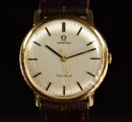 Omega 18ct gold gentleman's wristwatch ref. 131.021 with black and two-tone hands and baton hour