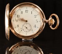 Invicta 14ct gold quarter repeating keyless winding full hunter pocket watch with inset subsidiary