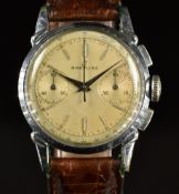 Breitling gentleman's chronograph wristwatch ref. 2100 with stainless steel hands and baton hour
