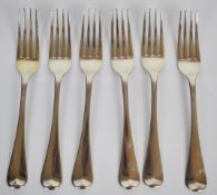 Set of six Georgian hallmarked silver table forks, London 1818, maker William Eley I & William