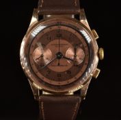 Chronographe Suisse 18ct gold gentleman's chronograph wristwatch with blued hands, Arabic