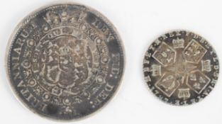 1817 George III bull head half crown and a 1787 George III sixpence